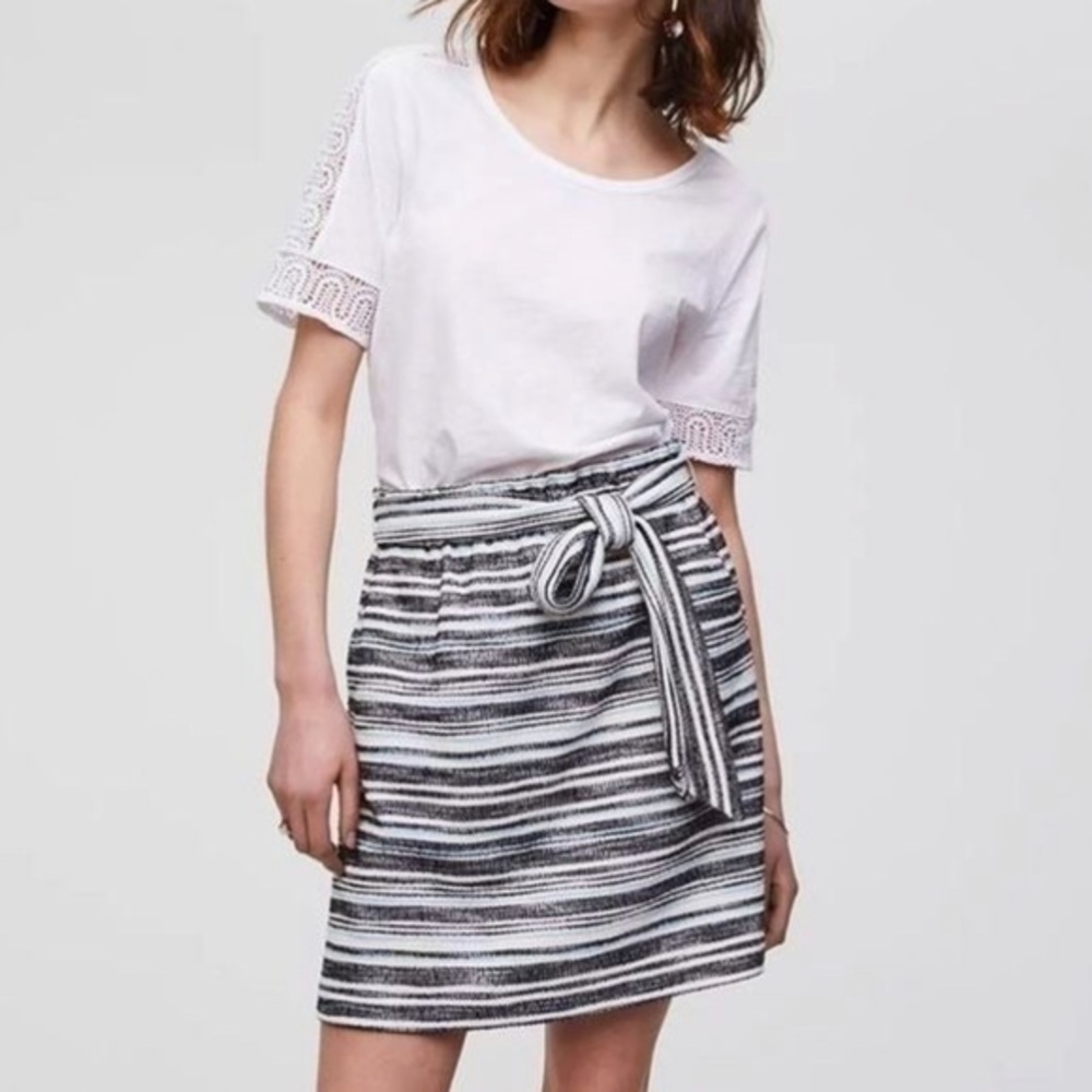 Loft Knit Stripe Belted Skirt
